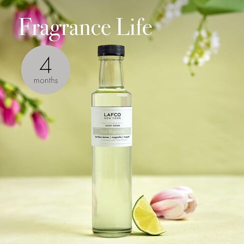 LAFCO New York Reed Diffuser Refill, Amber Black Vanilla - 8.4 oz - Up to 4-Month Fragrance Life - Includes Natural Wood Reeds - Free of Dyes & Propellants - Made in The USA in Saudi Arabia