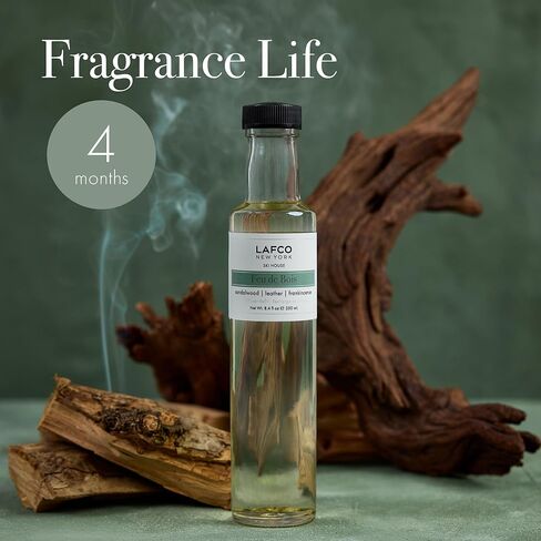 LAFCO New York Reed Diffuser Refill, Amber Black Vanilla - 8.4 oz - Up to 4-Month Fragrance Life - Includes Natural Wood Reeds - Free of Dyes & Propellants - Made in The USA in Saudi Arabia