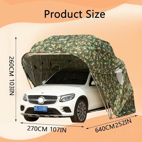 Car Port Portable Storage Shed Carport Canopy Carports Metal Carport Round Style Outdoor Storage Shed Lockable for Automotive Use Anti-Snow Waterproof(Gray) in Kuwait