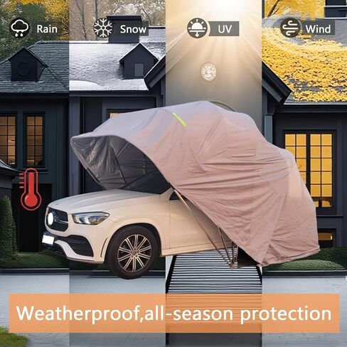Car Port Portable Storage Shed Carport Canopy Carports Metal Carport Round Style Outdoor Storage Shed Lockable for Automotive Use Anti-Snow Waterproof(Gray) in Kuwait