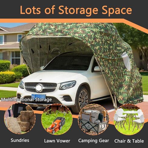 Car Port Portable Storage Shed Carport Canopy Carports Metal Carport Round Style Outdoor Storage Shed Lockable for Automotive Use Anti-Snow Waterproof(Gray) in Kuwait