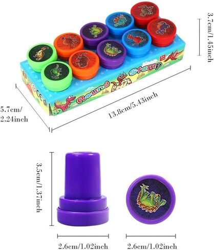 10 Dinosaur Animal Numbers Cartoon Stamps – Multicolor Self-Inking Stamps for School Supplies, Teacher Classroom Tools in Saudi Arabia