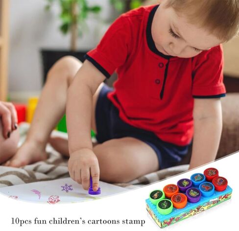 10 Dinosaur Animal Numbers Cartoon Stamps – Multicolor Self-Inking Stamps for School Supplies, Teacher Classroom Tools in Saudi Arabia