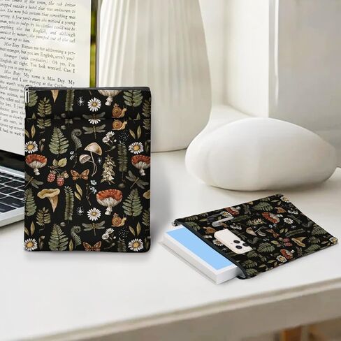 Plant Mushroom Butterfly Book Sleeve, Book Lovers Gifts Sleeve with Zipper & Front Pocket, 11.5x8.8 Inch Canvas Books Cover Protector Bookish Gifts for Readers Women Friend Christmas Birthday Gift in Saudi Arabia