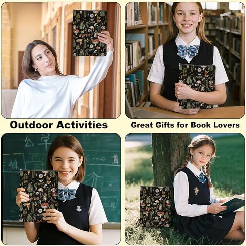 Plant Mushroom Butterfly Book Sleeve, Book Lovers Gifts Sleeve with Zipper & Front Pocket, 11.5x8.8 Inch Canvas Books Cover Protector Bookish Gifts for Readers Women Friend Christmas Birthday Gift in Saudi Arabia