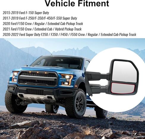 Mirror Glass fit for 2015-2020 Ford F-150 2017-2020 Ford F-250 F-350 F-450 F-550 Super Duty OEM Lower Glass Passenger Right Side With Backing Plate Heated in Saudi Arabia