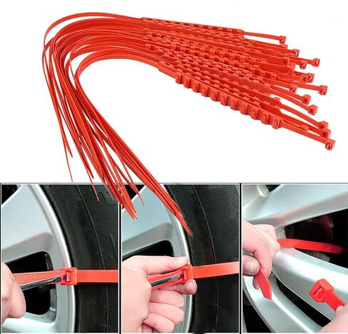 Acouto 78cm Snow Chains Anti-Skid Emergency Snow Tire Chains 20pcs Portable Emergency Traction Snow Mud Chains Nylon Anti Slip Tire Straps Security Chains with Gloves for Car Truck SUV in Saudi Arabia