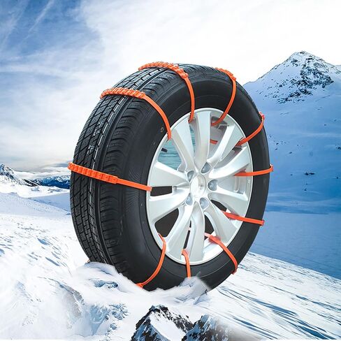 Acouto 78cm Snow Chains Anti-Skid Emergency Snow Tire Chains 20pcs Portable Emergency Traction Snow Mud Chains Nylon Anti Slip Tire Straps Security Chains with Gloves for Car Truck SUV in Saudi Arabia