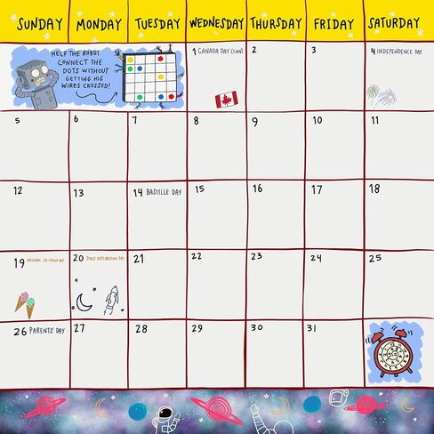 2026 12x12 Wall Calendar The Fantastic, Amazing, Marvelous Activity Calendar for Kids- Includes 300 Fun Stickers and Storage Pocket in Saudi Arabia