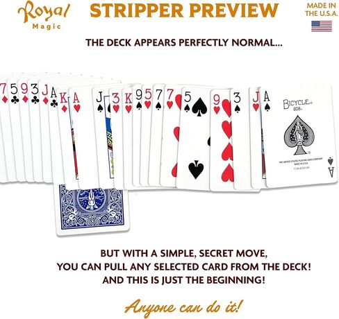 Stripper Deck Kit with Bicycle Playing Cards – Learn 125 Plus Magic Tricks Using Deck of Cards, Magic Cards & Professional Trick Routines for Beginners, Kids & Adults (Blue) in Saudi Arabia
