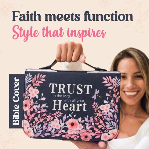 Bible case woman– Cute Bible Tote Bag for Women, Large Bible Cover Purse with Handle – Church Bag and Bible Carrier for Women- Case with Zipper in Saudi Arabia