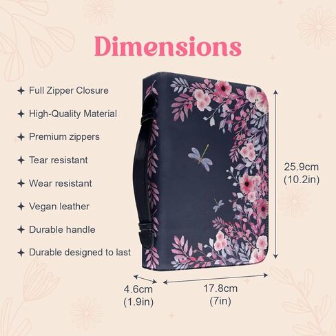 Bible case woman– Cute Bible Tote Bag for Women, Large Bible Cover Purse with Handle – Church Bag and Bible Carrier for Women- Case with Zipper in Saudi Arabia