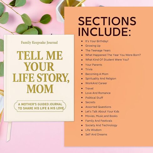 مجلة Mom Tell Me Your Life Story الجلدية (غلاف مقوى) - تذكار إرث عائلي مع + 275 مطالبة لمشاركة كتاب قصة حياته وذكرياته، وعيد الأم، وهدية عيد الميلاد من الابنة والابن in Kuwait