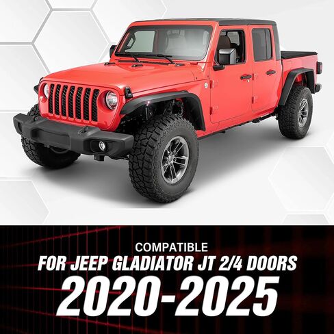 for Wrangler JK Flat Front & Rear Fender Flares Combo Compatible with 2007-2018 Jeep Wrangler JK JKU Unlimited 2/4 Doors, 4-Piece Heavy Duty Steel Off-Road Wheel Fenders Kit, Textured Black in Saudi Arabia