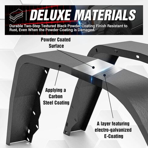 for Wrangler JK Flat Front & Rear Fender Flares Combo Compatible with 2007-2018 Jeep Wrangler JK JKU Unlimited 2/4 Doors, 4-Piece Heavy Duty Steel Off-Road Wheel Fenders Kit, Textured Black in Saudi Arabia