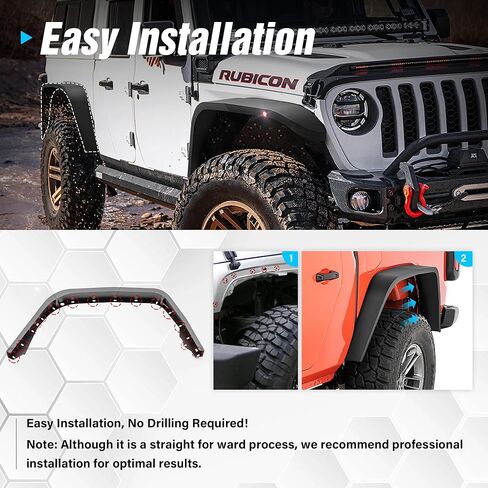for Wrangler JK Flat Front & Rear Fender Flares Combo Compatible with 2007-2018 Jeep Wrangler JK JKU Unlimited 2/4 Doors, 4-Piece Heavy Duty Steel Off-Road Wheel Fenders Kit, Textured Black in Saudi Arabia