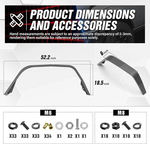 for Wrangler JK Flat Front & Rear Fender Flares Combo Compatible with 2007-2018 Jeep Wrangler JK JKU Unlimited 2/4 Doors, 4-Piece Heavy Duty Steel Off-Road Wheel Fenders Kit, Textured Black in Saudi Arabia