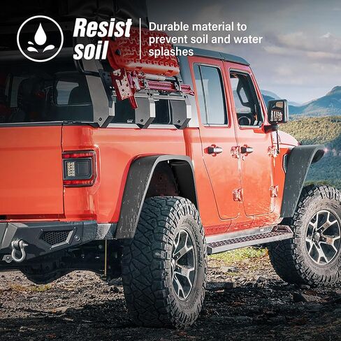 for Wrangler JK Flat Front & Rear Fender Flares Combo Compatible with 2007-2018 Jeep Wrangler JK JKU Unlimited 2/4 Doors, 4-Piece Heavy Duty Steel Off-Road Wheel Fenders Kit, Textured Black in Saudi Arabia