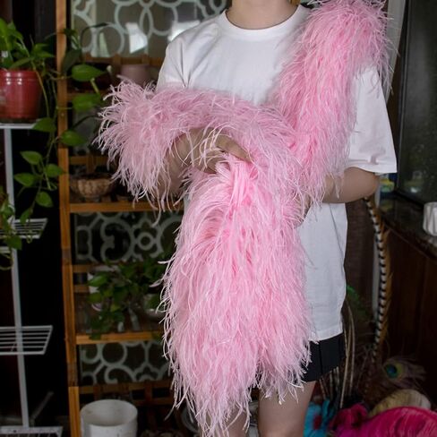 ECYC 39.37 inch Ostrich Feather Boas, 4 Ply Long Boas Costume Decoration Feather Boa for DIY Crafts Wedding Party Clothing Decoration,Champagne in Saudi Arabia