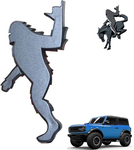 Add-A-Squatch to Your Bronco، غطاء شعار مقاس 3x4 بوصة، تصميم أسود وبرونزي، ملصق لاصق 3M لموديلات 2021-2025 (أسود، فضفاض) in Kuwait
