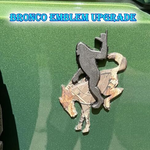 Add-A-Squatch to Your Bronco، غطاء شعار مقاس 3x4 بوصة، تصميم أسود وبرونزي، ملصق لاصق 3M لموديلات 2021-2025 (أسود، فضفاض) in Kuwait