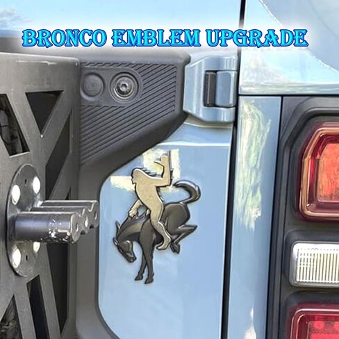 Add-A-Squatch to Your Bronco، غطاء شعار مقاس 3x4 بوصة، تصميم أسود وبرونزي، ملصق لاصق 3M لموديلات 2021-2025 (أسود، فضفاض) in Kuwait