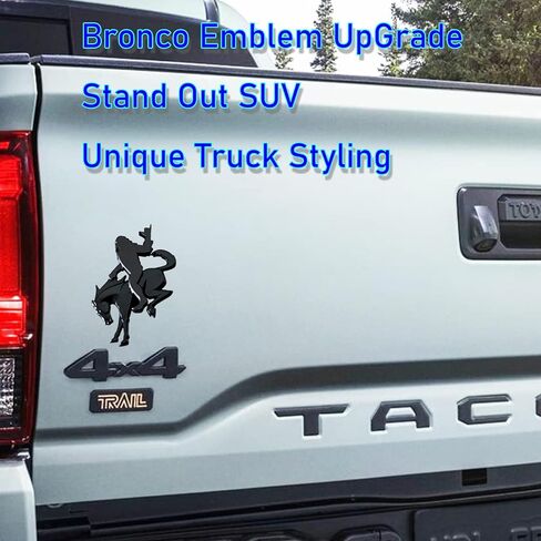 Add-A-Squatch to Your Bronco، غطاء شعار مقاس 3x4 بوصة، تصميم أسود وبرونزي، ملصق لاصق 3M لموديلات 2021-2025 (أسود، فضفاض) in Kuwait