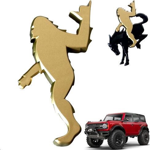 Add-A-Squatch to Your Bronco، غطاء شعار مقاس 3x4 بوصة، تصميم أسود وبرونزي، ملصق لاصق 3M لموديلات 2021-2025 (أسود، فضفاض) in Kuwait