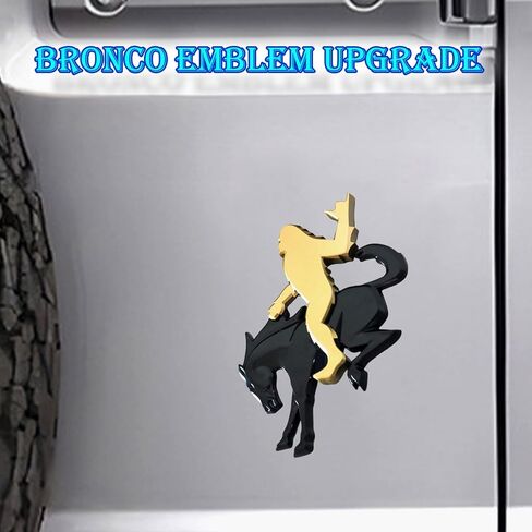 Add-A-Squatch to Your Bronco، غطاء شعار مقاس 3x4 بوصة، تصميم أسود وبرونزي، ملصق لاصق 3M لموديلات 2021-2025 (أسود، فضفاض) in Kuwait