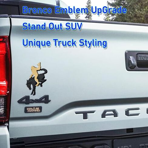 Add-A-Squatch to Your Bronco، غطاء شعار مقاس 3x4 بوصة، تصميم أسود وبرونزي، ملصق لاصق 3M لموديلات 2021-2025 (أسود، فضفاض) in Kuwait