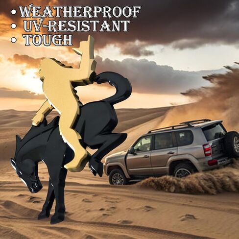 Add-A-Squatch to Your Bronco، غطاء شعار مقاس 3x4 بوصة، تصميم أسود وبرونزي، ملصق لاصق 3M لموديلات 2021-2025 (أسود، فضفاض) in Kuwait