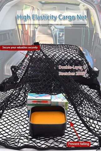 شبكة شحن مزدوجة الطبقة 4'x5 'سرير الشباك شبكة منظم قابلة للتمديد إلى 7'x9' مرنة مع 6 خطافات تثبيت للشحنات الآمنة مناسبة لشاحنات الالتقاط وسيارات الدفع الرباعي وسيارة السيدان [1.2 * 1.5m] in Saudi Arabia