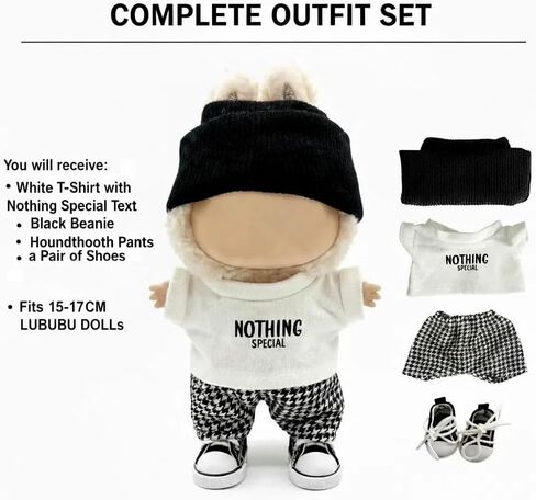 Plush Toy Winter Clothing Set, White Knit Beanie and T-Shirt with Cross Necklace, Hand-Sewn Outfit for 15-17 cm Stuffed Animals(3 Pcs in Total) in Saudi Arabia
