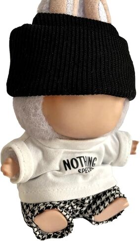 Plush Toy Winter Clothing Set, White Knit Beanie and T-Shirt with Cross Necklace, Hand-Sewn Outfit for 15-17 cm Stuffed Animals(3 Pcs in Total) in Saudi Arabia