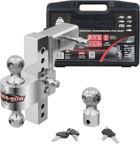 Aluma-Tow UT623911 وصلة ربط مقطورة قابلة للتعديل لجهاز استقبال 2-1/2 بوصة، قطرة 8 بوصة، 12000 رطل GTW، شديدة التحمل 1-7/8 بوصة، 2 بوصة و2-5/16 بوصة، 2 دبابيس قفل 4 مفاتيح، مواصفات القطر J684، براءة اختراع أمريكية رقم 10,857,846 in Kuwait