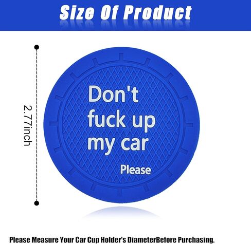 Car Cup Holder Coaster, Car Non-Slip Cup Holder Embedded Decorative Funny Coaster - Don't Fuck up My Car Please, Suitable for Most Car Interior Accessories for Women Men (Black) in Saudi Arabia