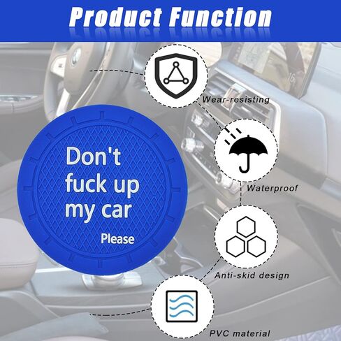 Car Cup Holder Coaster, Car Non-Slip Cup Holder Embedded Decorative Funny Coaster - Don't Fuck up My Car Please, Suitable for Most Car Interior Accessories for Women Men (Black) in Saudi Arabia