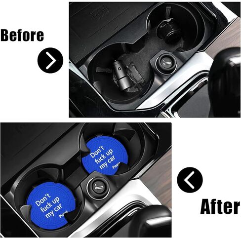 Car Cup Holder Coaster, Car Non-Slip Cup Holder Embedded Decorative Funny Coaster - Don't Fuck up My Car Please, Suitable for Most Car Interior Accessories for Women Men (Black) in Saudi Arabia