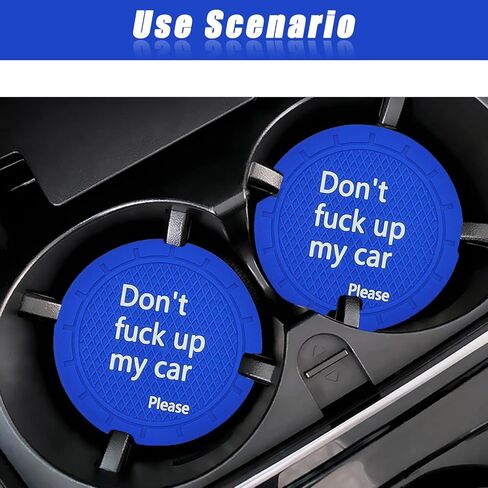 Car Cup Holder Coaster, Car Non-Slip Cup Holder Embedded Decorative Funny Coaster - Don't Fuck up My Car Please, Suitable for Most Car Interior Accessories for Women Men (Black) in Saudi Arabia