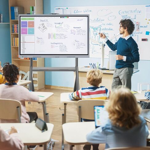 عربة تلفزيون متنقلة، JYXOIHUB، حامل تلفزيون متحرك بعجلات لشاشات مسطحة LCD LED OLED بلازما مقاس 32 إلى 70 بوصة تصل إلى 100 رطل AVA1500-60-1P (أسود) in Kuwait