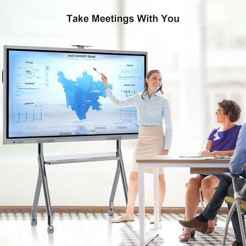 عربة تلفزيون متنقلة، JYXOIHUB، حامل تلفزيون متحرك بعجلات لشاشات مسطحة LCD LED OLED بلازما مقاس 32 إلى 70 بوصة تصل إلى 100 رطل AVA1500-60-1P (أسود) in Kuwait