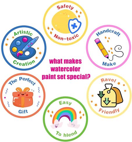 مجموعة ألوان مائية، 48 لونًا علبة هدايا طلاء ألوان مائية 30 صفحة للفنان ورقة - 10 فرش - لوحة تخزين بتصميم السفر، لصنع بطاقات هدايا عيد الميلاد، الفنانين المبتدئين، مجموعة ألوان مائية للأطفال للبالغين. in Kuwait