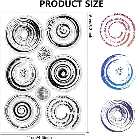 1 Sheet PVC Plastic Clear Stamps, Circle Wave Pattern Silicone Stamp, Vintage Reusable Transparent Silicone Seals for DIY Scrapbooking Photo Album Decorative Cards Making, 6.3x4.33inch in Saudi Arabia