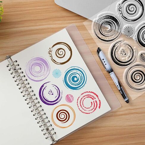 1 Sheet PVC Plastic Clear Stamps, Circle Wave Pattern Silicone Stamp, Vintage Reusable Transparent Silicone Seals for DIY Scrapbooking Photo Album Decorative Cards Making, 6.3x4.33inch in Saudi Arabia