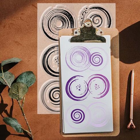 1 Sheet PVC Plastic Clear Stamps, Circle Wave Pattern Silicone Stamp, Vintage Reusable Transparent Silicone Seals for DIY Scrapbooking Photo Album Decorative Cards Making, 6.3x4.33inch in Saudi Arabia