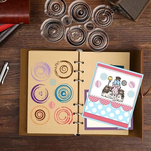 1 Sheet PVC Plastic Clear Stamps, Circle Wave Pattern Silicone Stamp, Vintage Reusable Transparent Silicone Seals for DIY Scrapbooking Photo Album Decorative Cards Making, 6.3x4.33inch in Saudi Arabia