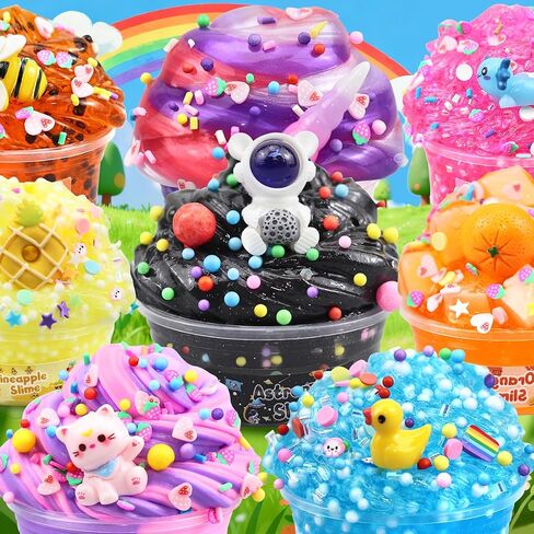 LAWOHO 15 Pack Slime Kit Different Textures, DIY Crunchy Slime Set with Various Charms and Add-ins, Perfect Kids Butter Slime Party Favors & Stress Relief Toys for Girls Boys Goodie Bags Stuffers in Saudi Arabia