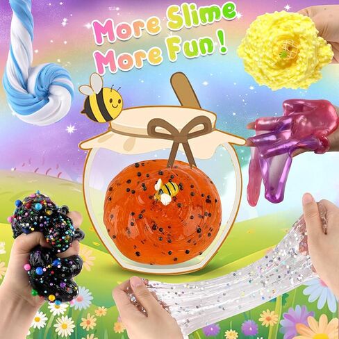 LAWOHO 15 Pack Slime Kit Different Textures, DIY Crunchy Slime Set with Various Charms and Add-ins, Perfect Kids Butter Slime Party Favors & Stress Relief Toys for Girls Boys Goodie Bags Stuffers in Saudi Arabia