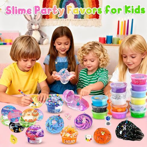 LAWOHO 15 Pack Slime Kit Different Textures, DIY Crunchy Slime Set with Various Charms and Add-ins, Perfect Kids Butter Slime Party Favors & Stress Relief Toys for Girls Boys Goodie Bags Stuffers in Saudi Arabia