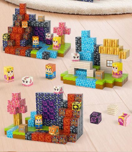 مكعبات مغناطيسية، مجموعة ألعاب مغناطيس الأمير والأميرة مكونة من 84 قطعة مقاس 0.8 بوصة، مكعبات بناء مكدسة مغناطيس للأطفال، ألعاب إبداعية حسية STEM للأطفال الصغار من الأولاد والبنات in Kuwait